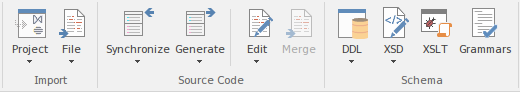 Part of the Code ribbon in Sparx Systems Enterprise Architect.