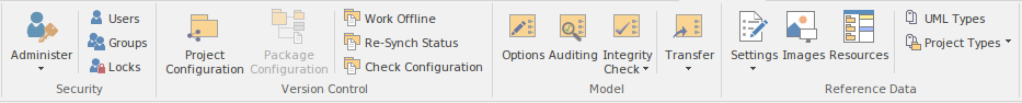 Part of the Configure ribbon in Sparx Systems Enterprise Architect.