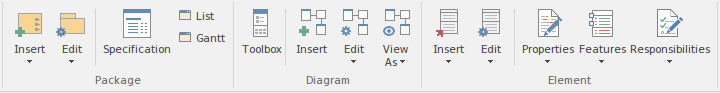 Part of the Design ribbon in Sparx Systems Enterprise Architect.