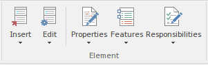 Element panel of the Design ribbon in Sparx Systems Enterprise Architect.