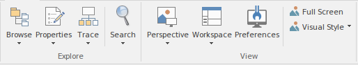 Part of the Start ribbon in Sparx Systems Enterprise Architect.