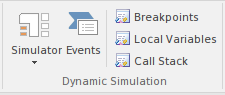 Part of the Simulate ribbon in Sparx Systems Enterprise Architect.