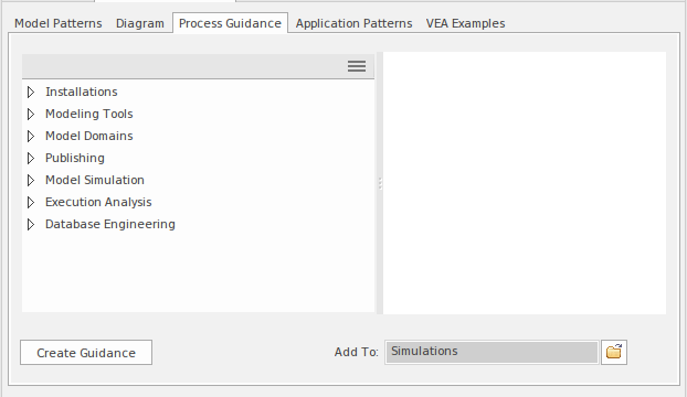 Showing the Process Guidance Pattern dialog in Sparx Systems Enterprise Architect. Showing the Process Guidance Pattern dialog in Sparx Systems Enterprise Architect.