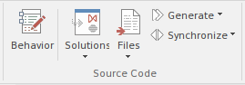 Part of the Code ribbon in Sparx Systems Enterprise Architect. Part of the Code ribbon in Sparx Systems Enterprise Architect.