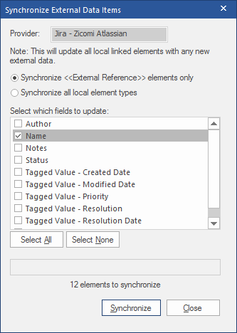 Synchronize all local linked elements with changes from an external data provider Synchronize all local linked elements with changes from an external data provider