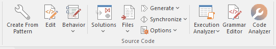 Part of the Code ribbon in Sparx Systems Enterprise Architect. Part of the Code ribbon in Sparx Systems Enterprise Architect.