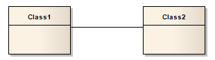 Part of a UML Class diagram showing an Association connector between two Class elements. Part of a UML Class diagram showing an Association connector between two Class elements.