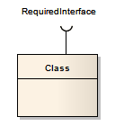 A UML Class showing a required interface A UML Class showing a required interface