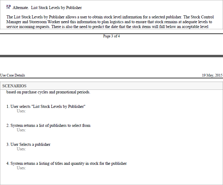 Outputting a use case document showing structured scenario in Sparx Systems Enterprise Architect. Outputting a use case document showing structured scenario in Sparx Systems Enterprise Architect.