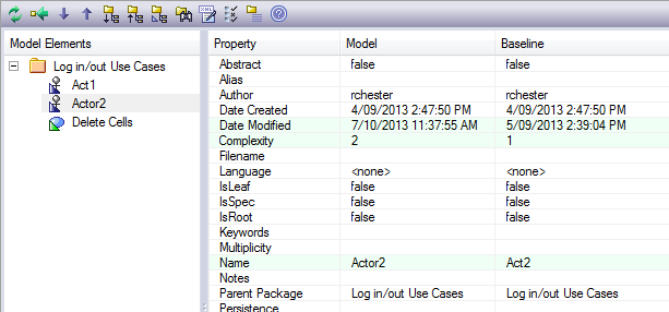 An example baseline comparison in Sparx Systems Enterprise Architect. An example baseline comparison in Sparx Systems Enterprise Architect.
