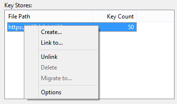 Keystore Context Menu Keystore Context Menu