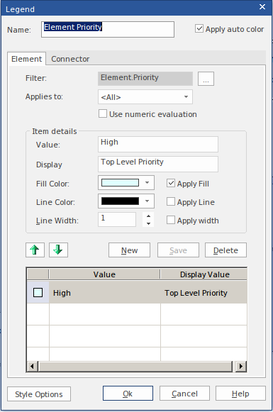 A diagram legend is defined using the Legend dialog. A diagram legend is defined using the Legend dialog.