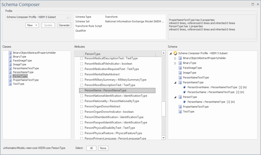 Enterprise Architect Schema Composer - Defining a NIEM 5 subset model<br /> Enterprise Architect Schema Composer - Defining a NIEM 5 subset model<br />