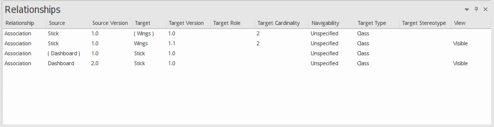 Using the Relationships window to trace Time Aware Modeling dependencies, in Sparx Systems Enterprise Architect. Using the Relationships window to trace Time Aware Modeling dependencies, in Sparx Systems Enterprise Architect.