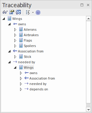 Using the Traceability window to trace Time Aware Modeling dependencies, in Sparx Systems Enterprise Architect. Using the Traceability window to trace Time Aware Modeling dependencies, in Sparx Systems Enterprise Architect.