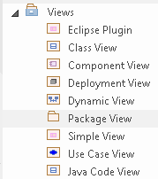 An image showing a customized view added to the end of the Views list in Sparx Systems Enterprise Architect. An image showing a customized view added to the end of the Views list in Sparx Systems Enterprise Architect.